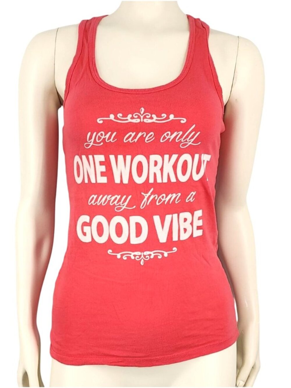 Women's Sofra Pink Razorback Tank Top Medium One Workout From Good Vibes Shirt